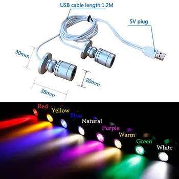 Светодиодный USB-Прожектор 3 Вт DC5V Ювелирный Шкаф Витрина Встречная Лампа Поверхностного Монтажа Потолочный Мини-Точечный Светильник USB plug 2 в одном