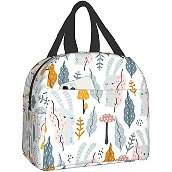 Женская сумка для ланча с милым кроликом, переносная сумка-холодильник для ланча, многоразовая для пикника, работы, путешествий, школы, улицы.