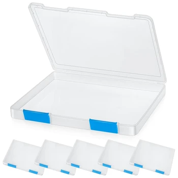 6 шт. Прозрачная коробка для файлов формата А4, Пластиковая коробка для документов, футляр для хранения, Картонные контейнеры, защита для журналов, держатель файла с пряжкой, прочный