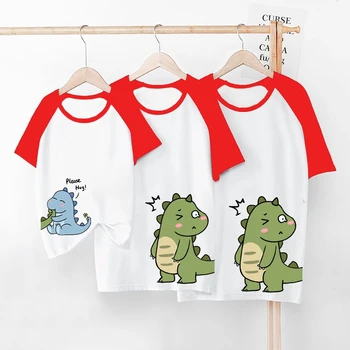 2023 Детская одежда для папы, мамы, дочки и сына, детские наряды, футболка с рисунком динозавра, Летние футболки в семейном стиле для мамы, папы и меня.