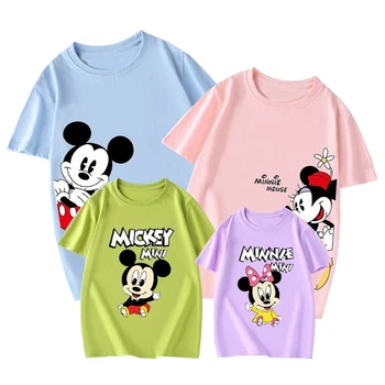 Одинаковые футболки для семьи, Детская рубашка с Минни и Микки, Белые, красные Футболки для папы, мамы и детей Диснея, Футболки для семейной фотографии
