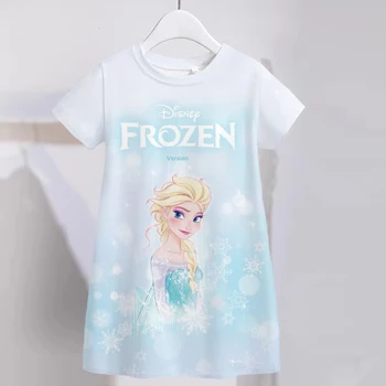 Платье Анны Эльзы, ночная рубашка для девочек, пижамы с героями мультфильмов, детская одежда, пижамное платье с короткими рукавами, детская семейная одежда