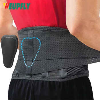 Пояс для поддержки спины, облегчающий боли в спине, грыжу межпозвоночного диска, дышащую сетчатую конструкцию с поясничной подушкой-Регулируемые поддерживающие ремни