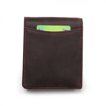 Мужской кожаный складной кошелек Crazy Horse на молнии, держатель для банковских кредитных карт, портмоне Simple