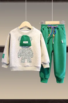 Комплекты спортивных штанов с контрастным 3D рисунком для маленьких девочек и мальчиков, детский спортивный костюм для школьников, 2 предмета, одежда для бега трусцой от 1 до 13 лет
