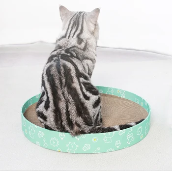 Круглая кровать-когтеточка для кошек из гофрированной бумаги, когтеточка для кошек для котенка, большая многофункциональная мебель для домашних животных (зеленый)