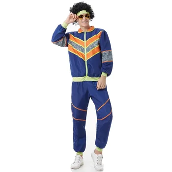 Взрослые мужчины 80-х 70-х годов Ретро Спортивная одежда Хиппи Диско Косплей костюм Хип-хоп Спортивная одежда Костюм для вечеринки Одежда для ролевых игр