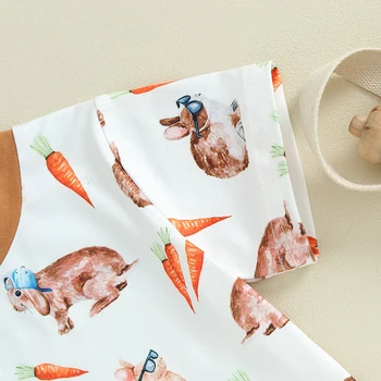 Пасхальные наряды для маленьких мальчиков, футболки с короткими рукавами с принтом морковного кролика, длинные брюки с эластичной резинкой на талии, комплект одежды из 2 предметов