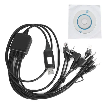 Компьютерный USB-кабель для программирования 8 в 1 для kenwood для baofeng Motorola yaesu для icom, удобная портативная рация, автомобильное радио, CD-программное обеспечение.