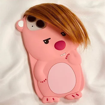 Кавайный защитный чехол с петлями, милый розово-силиконовый чехол для телефона Iphone 15 Pro Max, забавный подарок на день рождения из мультфильма для девочек