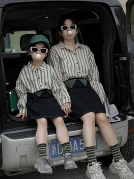 Джинсы для девочек 2023, весенне-осенние повседневные брюки-стрейч, Корейская версия, модные брюки, подходящая одежда для мамы и дочки