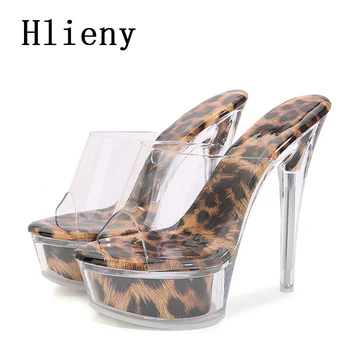 Hlieny, Новый дизайн, женские тапочки на высоком каблуке с кристаллами, Прозрачные желеобразные босоножки из ПВХ на платформе, Пикантные женские туфли для ночного клуба с открытым носком