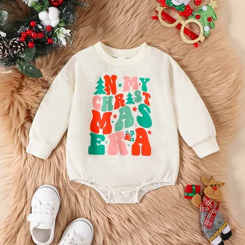 Детская рождественская одежда, толстовка для маленьких мальчиков и девочек, ползунки, топы с Санта-Клаусом, осенне-зимние наряды, осенне-зимние топы
