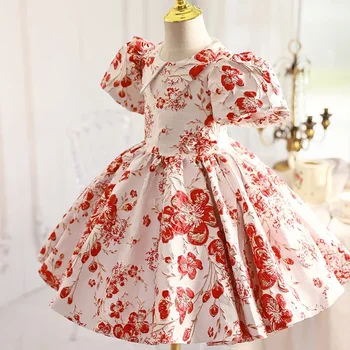 Роскошное испанское цветочное бальное платье для девочек, детские королевские платья принцессы в стиле Лолиты, платье для дня рождения и крестин, роскошная одежда для девочек