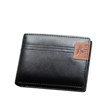 Мужской короткий кошелек из натуральной кожи, многопозиционный контрастный по цвету карманный кошелек, прочный мужской кожаный кошелек по контракту