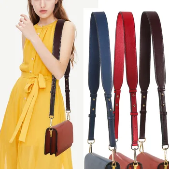Новый кожаный широкий плечевой ремень, брендовый ремень для сумки класса люкс, однотонный, Регулируемая длина, высококачественные аксессуары для женских сумок, Леди