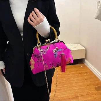 Модные женские туфли с цветочным замком-бабочкой и зажимом в виде ракушки, дизайнерские сумки на цепочке через плечо, винтажные сумки через плечо, сумки-тотализаторы, фиолетовые сумки с кисточками.