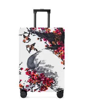 Картина тушью Воробей Цветок сливы Защитный чехол для багажа Дорожные Аксессуары Чемодан Эластичный Пылезащитный чехол Защитный рукав