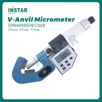 Электронный микрометр с V-образной наковальней 1-15 мм, 5-20 мм, 5-25 мм, 20-35 мм, 35-50 мм, 50-65 мм DIN40050/IEC529 Промышленного качества 0.001 мм