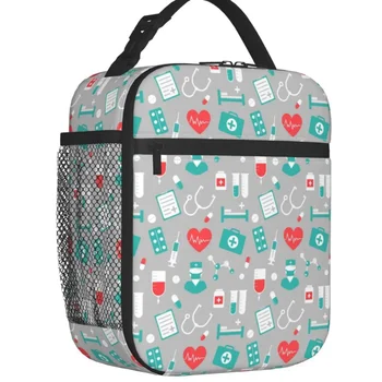 Изолированная сумка медицинского образца для медсестры для работы, школы, здравоохранения, портативного термоохладителя, ланч-бокса для женщин и детей