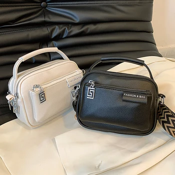 Высококачественная Мягкая кожаная сумка-мессенджер для женщин, брендовая черная сумка, женская сумка через плечо большой емкости, многослойная сумка с карманами