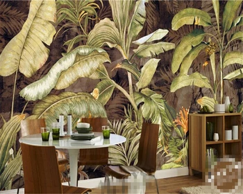 Фотообои Европейские и американские тропические растения, банановые листья, диван для гостиной, спальня, ТВ, обои для стен 3d beibehang