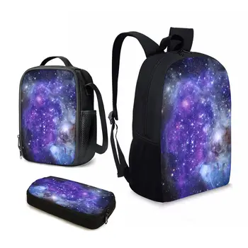 YIKELUO Градиентный Фиолетовый Звездное Небо / галактика Весенний Рюкзак Для Мальчиков И Девочек На Молнии Водонепроницаемый Дорожный Рюкзак Для Ланча