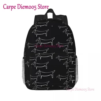 Линия Пабло Пикассо, Дикая сосиска, собака, такса, рюкзак для путешествий, школьный ноутбук, сумка для книг, сосиска, барсучья собака, студенческий рюкзак, сумки