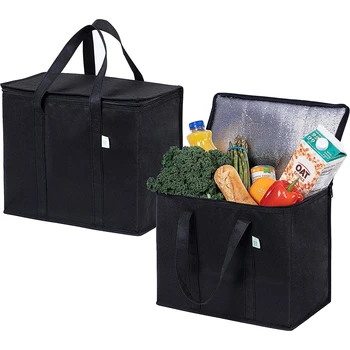 2ШТ Портативных изолированных тканевых сумок Летние Зимние Ламинированные Водонепроницаемые Пакеты для еды и напитков, обедов на открытом воздухе, кемпинга, Фольгированные пакеты для еды