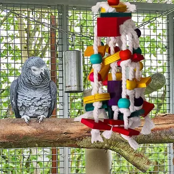 Игрушка-птица с узлом, игрушки-попугаи, разноцветные кубики из натурального дерева, экологически чистые игрушки для обогащения, кусающиеся и рвущиеся