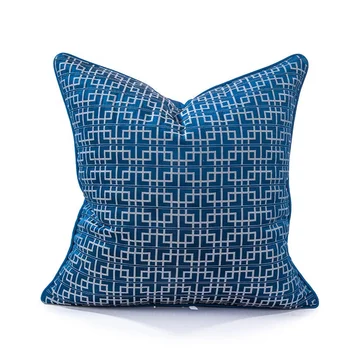 Темно-синие роскошные Европейские шелковистые наволочки с мозаичным геометрическим акцентом, наволочки для дивана-кровати, Современный декоративный диван