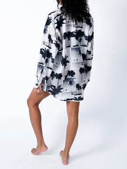 Женская Повседневная одежда CHQCDarlys из 2 предметов, Модная Рубашка с длинным Рукавом и Принтом Y2K, Широкие брюки, Комплект для Отдыха с Карманами