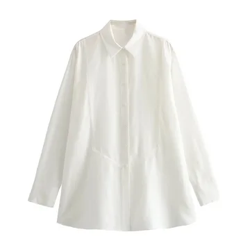 SuperAen 2023 Осенняя новая женская одежда Простая и свободная Универсальная белая элегантная повседневная рубашка