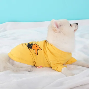 Одежда для собак летняя тонкая хлопковая футболка-двойка с рисунком маленькой собачки Bomei bear и кролика