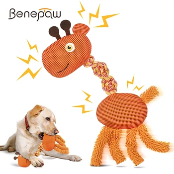 Benepaw Прочная Игрушка для собак на веревке Интерактивное Чучело Писклявого щенка Жирафа, Игрушки для жевания домашних животных, Перетягивание каната для маленьких Средних И Крупных собак