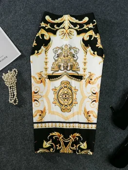 Новинка-Летняя юбка-карандаш с европейским принтом, высокая эластичность, Индивидуальность, Миди-юбка в стиле хип-хоп, женская осенняя