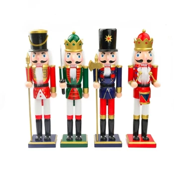 Деревянные Рождественские щелкунчики Фигурка короля-солдата, красные и белые кукольные украшения