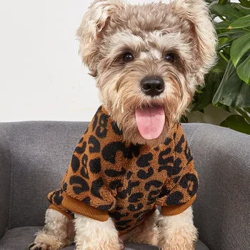 Осень Зима Новая одежда для домашних животных Удобный минималистичный пуловер с леопардовым рисунком Толстовка Two Feet Одежда для кошек Теплая одежда для собак
