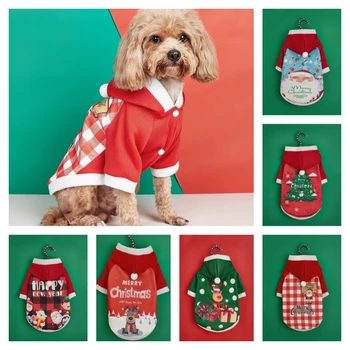 Рождественская одежда для собак, осенне-зимний плюшевый свитер для собак, плюшевая одежда для Санта-Клауса, одежда для домашних животных