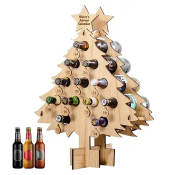 Рождественский Адвент-календарь, винный стеллаж, Рождественская елка, Подставка для винных бутылок, Деревянные украшения, поделки, Центральное украшение стола.