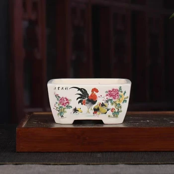 Керамика в китайском стиле, Цветной цветочный горшок, Ретро Украшение рабочего стола, горшок для бонсай, Круглый горшок для сочных цветов