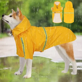 Пончо с капюшоном для собак, дождевики, светоотражающие ветрозащитные плащи для маленьких и крупных собак, водонепроницаемая куртка, уличная одежда для домашних животных Оптом