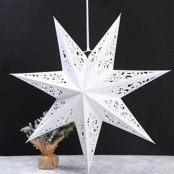 Рождественское украшение 45 см, выдалбливают свет для вечеринки в виде звезды, оконная решетка, бумажный фонарь, звезды, абажур, подвешенный в саду для домашней вечеринки