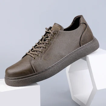 Высококачественная брендовая мужская обувь из натуральной кожи, простые бежевые туфли-оксфорды на износостойкой подошве, модная мужская спортивная обувь