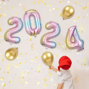 2024 Новогодняя вечеринка Воздушный шар из фольги Воздушный шар 32 дюйма Новогодняя вечеринка Воздушные шары для бара клуба Украшение домашней новогодней вечеринки