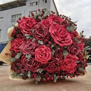 Искусственные цветы 3D бумажный цветочный фон с волнистыми лепестками цветок ручной работы украшение стены цветами свадебная вечеринка празднование