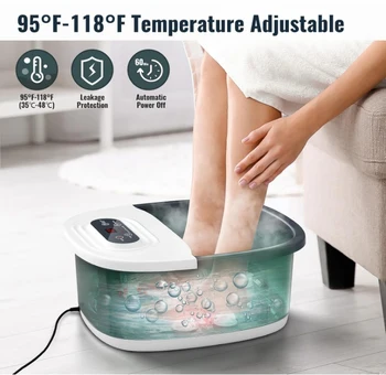 Массажер для ванночек с гидромассажем для ног с пузырьковой вибрацией, педикюр с 4 массажными роликами, ванночка для снятия давления на стопы