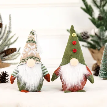 Рождественские украшения, Вязаная Нетканая Стоящая Безликая Кукла, креативные зеленые украшения Санта-Клауса