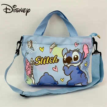 Холщовый однослойный диагональный рюкзак Disney Stitch, сумка на одно плечо со съемным плечевым ремнем, кошельки и сумочки