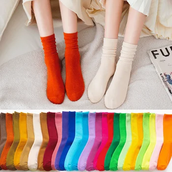 Летние носки Harajuku Для женщин и девочек, разноцветные хлопчатобумажные дышащие мягкие носки для студентов, занимающихся скейтбордингом, Спортивные розовые носки